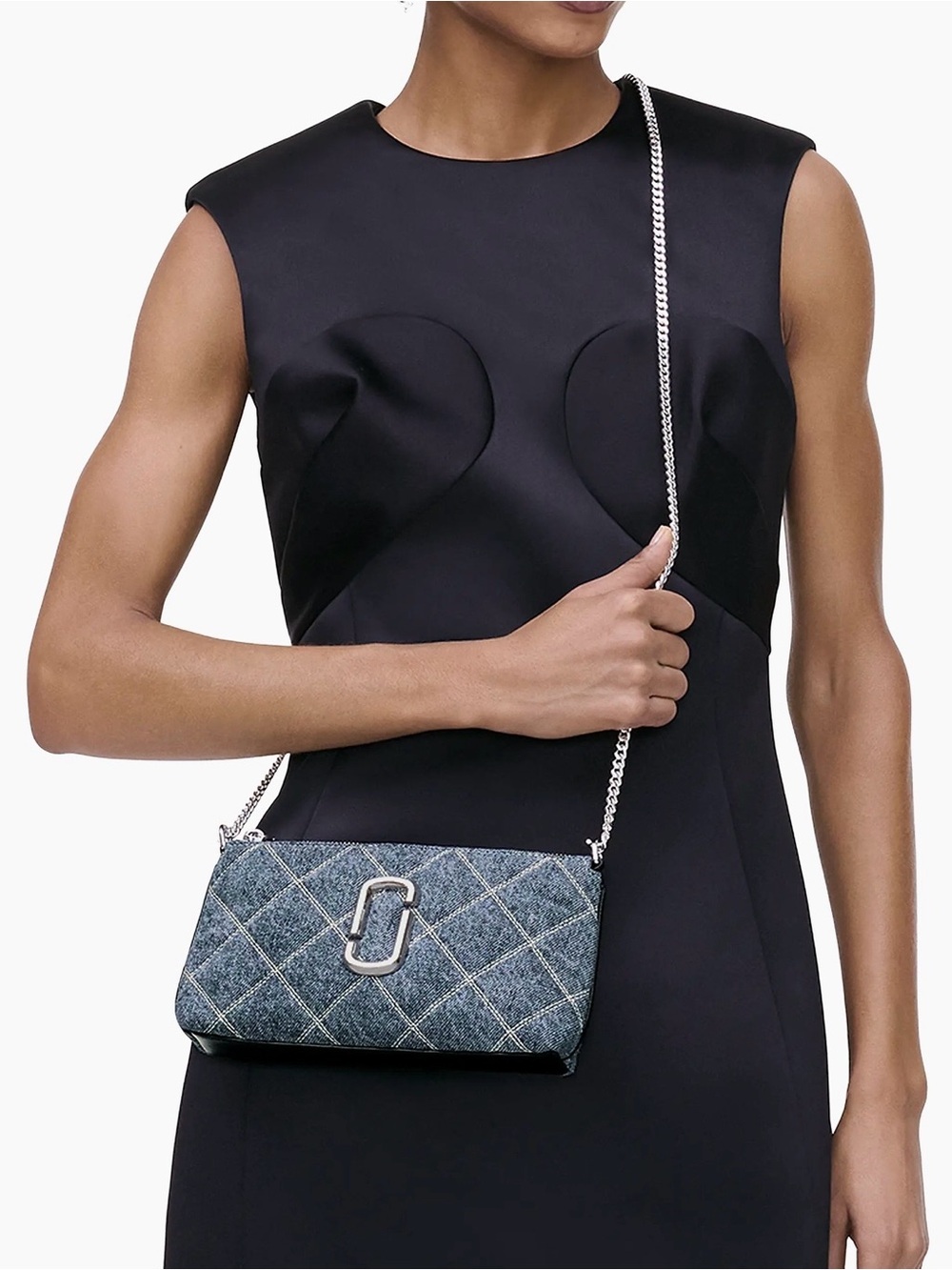 MARC JACOBS Denim Quilted Convertible Bag with Silver Hardware - Picture 5 of 9